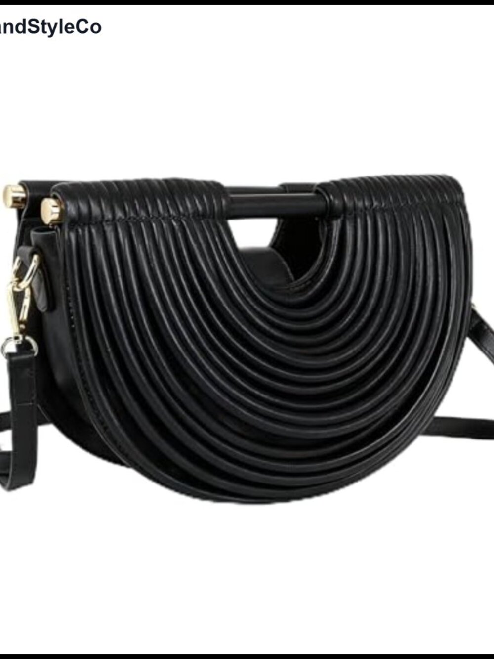 Half-Moon Metallic PU Leather Clutch Evening Bag Wedding
